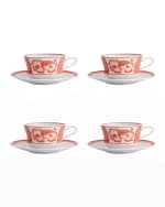 Image 1 of 2: Vista Alegre Coralina Teacups & Saucers, Set of 4