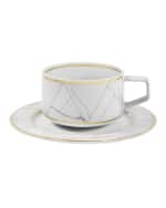 Image 2 of 2: Vista Alegre Carrara Teacups And Saucers, Set of Four