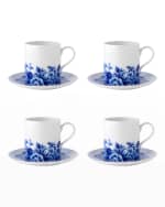 Image 1 of 2: Vista Alegre Blue Ming Teacups & Saucers, Set of Four