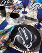 Image 2 of 3: Hunt Slonem Rabbit Run Serving Bowl with Gold Rim