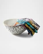 Image 3 of 3: Hunt Slonem Rabbit Run Serving Bowl with Gold Rim