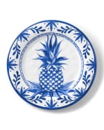 Image 1 of 2: Bamboo Table Blue Pineapple Shatter-Resistant Bamboo Salad Plates, Set of 4