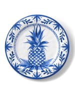Image 1 of 2: Bamboo Table Blue Pineapple Shatter-Resistant Bamboo Dinner Plates, Set of 4