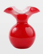 Image 1 of 2: Vietri Hibiscus Glass Red Small Fluted Vase