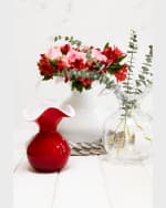 Image 2 of 2: Vietri Hibiscus Glass Red Small Fluted Vase