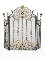 Image 2 of 3: Black & Gold 3-Panel Gate Fire Screen