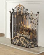 Image 1 of 3: Black & Gold 3-Panel Gate Fire Screen