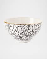 Image 1 of 2: Hunt Slonem Rabbit Run Cereal Bowl with Gold Rim