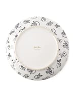 Image 4 of 4: Hunt Slonem Rabbit Run Dinner Plate with Gold Rim - White