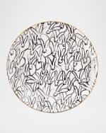 Image 1 of 2: Hunt Slonem Rabbit Run Salad Plate with Gold Rim