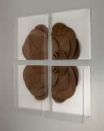 Image 2 of 2: Tommy Mitchell Walnut Veneer Medallion Wall Decor on Snow Linen
