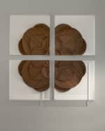 Image 1 of 2: Tommy Mitchell Walnut Veneer Medallion Wall Decor on Snow Linen