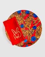 Image 2 of 2: Hunt Slonem Blue Pearls Ocelot Lacquered Placemat