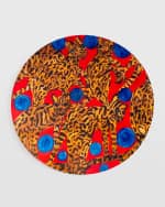 Image 1 of 2: Hunt Slonem Blue Pearls Ocelot Lacquered Placemat