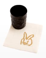 Gold Butterflies Embroidered Linen Cocktail Napkins in White, Set of 6 -  Hunt Slonem