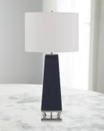 Image 1 of 2: John-Richard Collection Navy Leather and Brushed Nickel Table Lamp