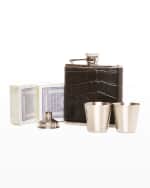 Image 2 of 4: Brouk and Co Black Croc Gamer Flask Set