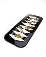 Image 2 of 2: Fornasetti Chiavi Gold and Rombi  Tray - 25x60 cm
