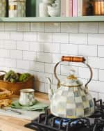 Image 3 of 7: MacKenzie-Childs Sterling Check Tea Kettle, 3qt.