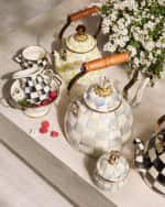 Image 2 of 7: MacKenzie-Childs Sterling Check Tea Kettle, 3qt.