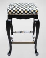 Image 2 of 2: MacKenzie-Childs Black Courtly Check Counter Stool, 36" 