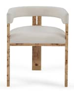 Image 3 of 6: Worlds Away Burlwood Barrel Back Dining Chair