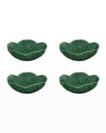 Image 1 of 2: Bordallo Pinheiro Cabbage 13 oz. Bowls, Green - Set of 4