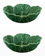 Image 1 of 2: Bordallo Pinheiro Cabbage 27 oz. Individual Salad Bowls, Green - Set of 2