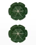 Image 1 of 2: Bordallo Pinheiro Cabbage Charger Plates, Green - Set of 2