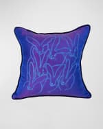 Image 1 of 2: Hunt Slonem Embroidered Silk & Velvet Bunny Pillow, 22"