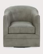 Image 2 of 3: Hooker Furniture Gideon Leather Swivel Club Chair 