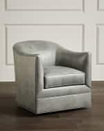 Image 1 of 3: Hooker Furniture Gideon Leather Swivel Club Chair 