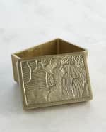Image 2 of 3: Global Views Large Antiqued Brass Flora Box 