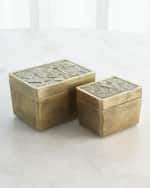 Image 3 of 3: Global Views Large Antiqued Brass Flora Box 
