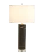 Image 3 of 4: Global Views Marble Cylinder Table Lamp