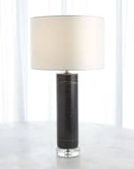 Image 4 of 4: Global Views Marble Cylinder Table Lamp