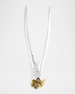 Image 4 of 4: Michael Aram Gold Orchid Large Lock Spring Tongs