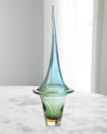 Image 1 of 3: John-Richard Collection Azure Blue Handblown Glass Sculpture I - 28"