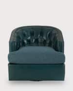 Image 2 of 4: Massoud Jacinta Leather Swivel Chair