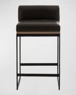 Image 3 of 5: Arteriors Marmont Leather 25" Counter Stool