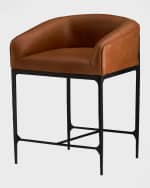 Image 2 of 4: Arteriors Osbourne Leather 26.5" Counter Stool
