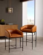 Image 4 of 4: Arteriors Osbourne Leather 26.5" Counter Stool