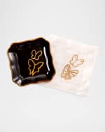 Image 2 of 2: Hunt Slonem Butterfly Portrait Plate with Gold Rim - Black