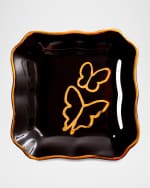 Image 1 of 2: Hunt Slonem Butterfly Portrait Plate with Gold Rim - Black