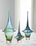 Image 3 of 3: John-Richard Collection Azure Blue Handblown Glass Sculpture I - 28"