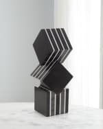 Image 1 of 2: John-Richard Collection Cubed Black Marble Sculpture 