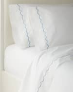 Image 3 of 3: Matouk Scallop Embroidered 350 Thread Count Flat Sheet, KING