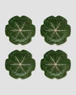 Image 3 of 3: Bordallo Pinheiro Cabbage Dinner Plates, Green - Set of 4