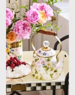 Image 4 of 8: MacKenzie-Childs Wildflowers Pink Enamel 2-Quart Tea Kettle