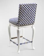 Image 5 of 5: MacKenzie-Childs Royal Check Counter Stool with Back 